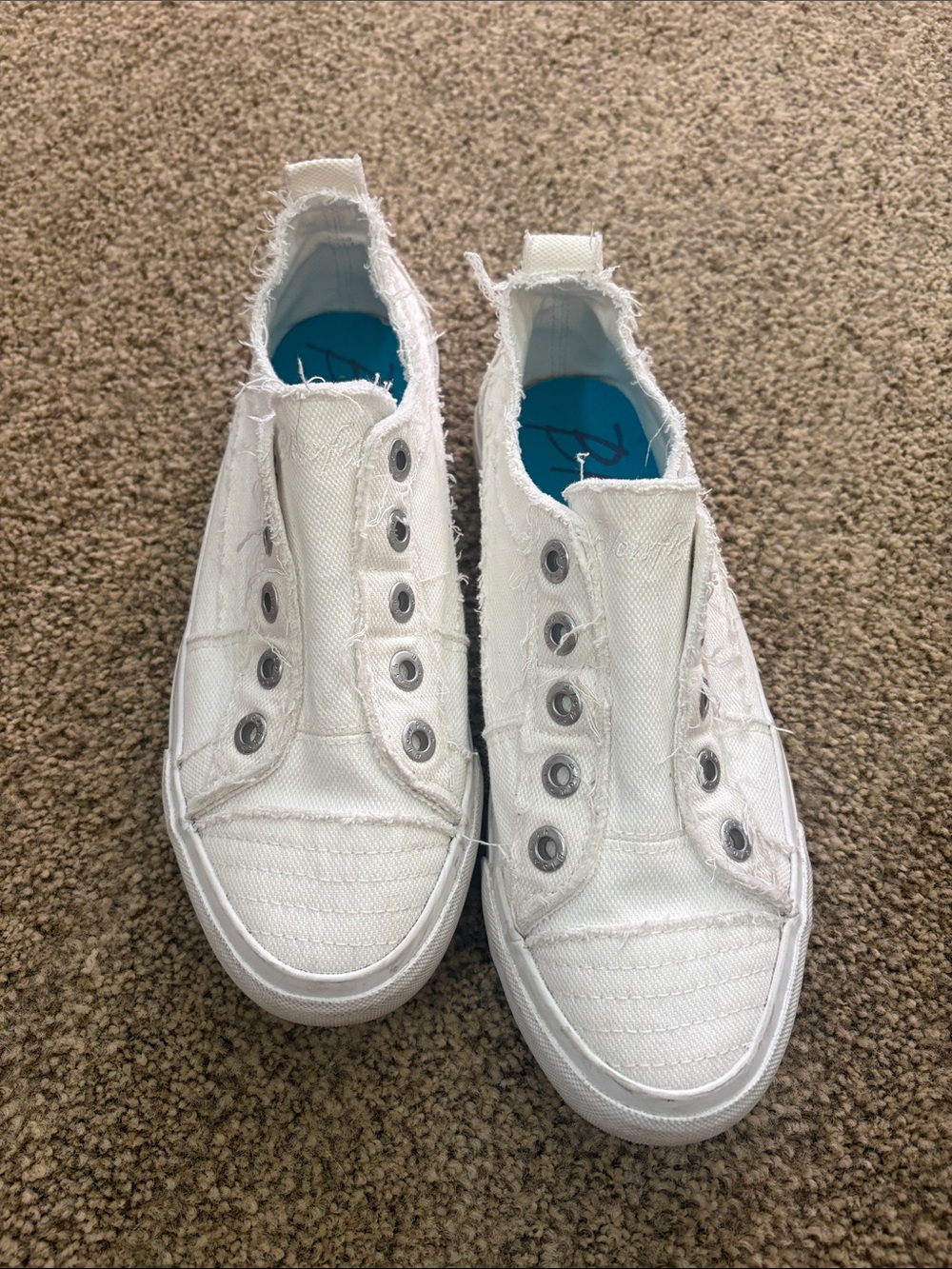 Blowfish Ladies white distressed sneakers